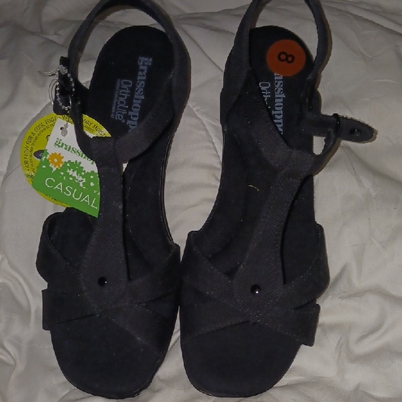 Grasshoppers Women's Black Strappy Sandals - Picture 1 of 5